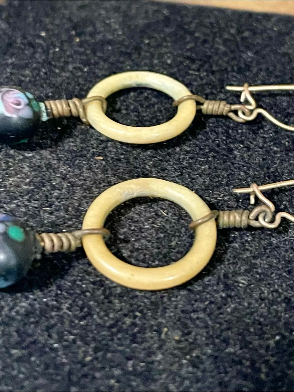 Vintage Clay, Lucite and 14KT Gold Earrings